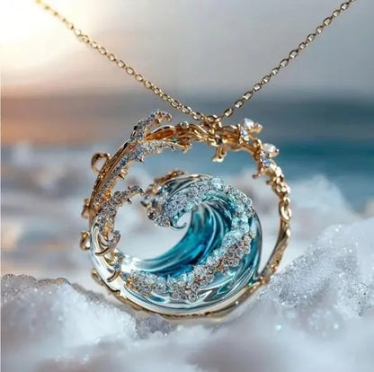 Elegant Necklace for Women with Ocean Wave Design