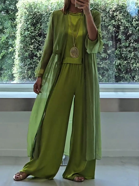 Effortless Green Two Piece Set for Women with Sleeveless Casual Style