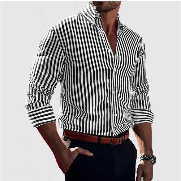 Classic Striped Button Down Shirt for Men