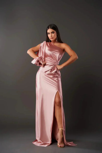 Elegant Maxi Dress for Women with One Shoulder Formal Wedding Guest Style
