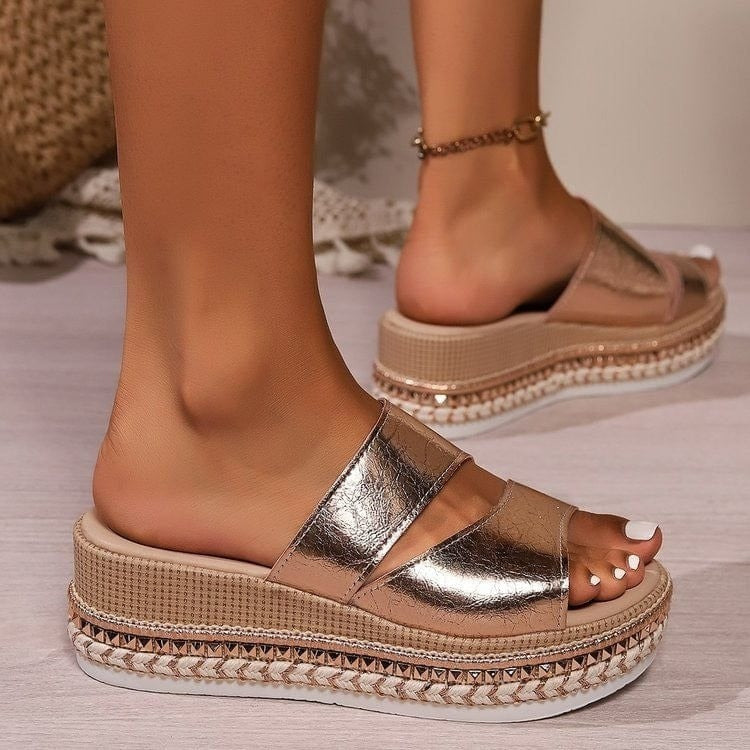 Comfortable Silver Platform Sandals for Women with Open Toe Style