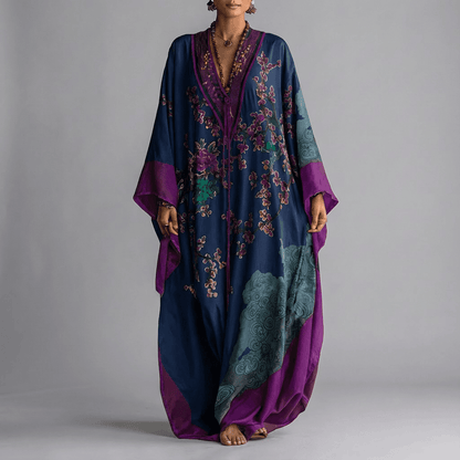 Stylish Floral Maxi Dress for Women with Batwing Sleeve