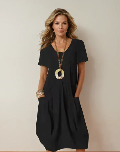 Stylish Midi Dress for Women with Round Neck