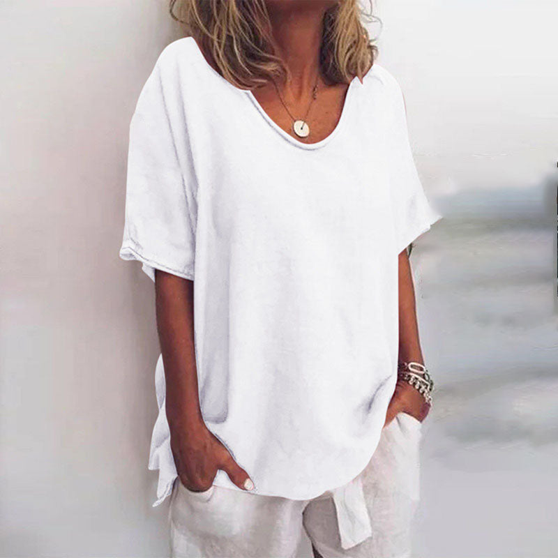 Stylish Blouse for Women with V Neck Short Sleeve Draped