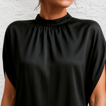 Effortless Black Mini Dress for Women with Crew Neck