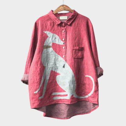 Effortless Printed Blouse for Women with Long Sleeve