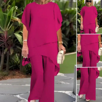 Stylish Two Piece Set for Women with Draped Casual Style