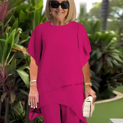 Stylish Two Piece Set for Women with Draped Casual Style