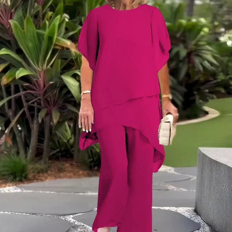 Stylish Two Piece Set for Women with Draped Casual Style