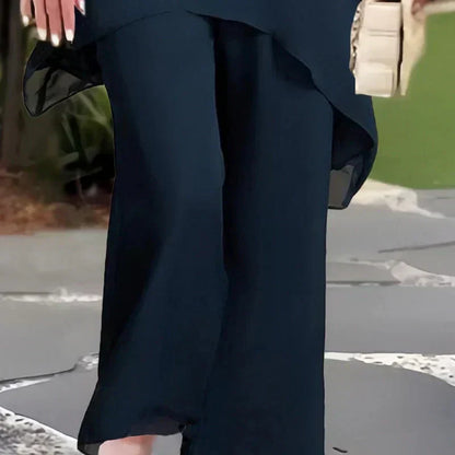 Effortless Two Piece Set for Women with Wide Leg Draped