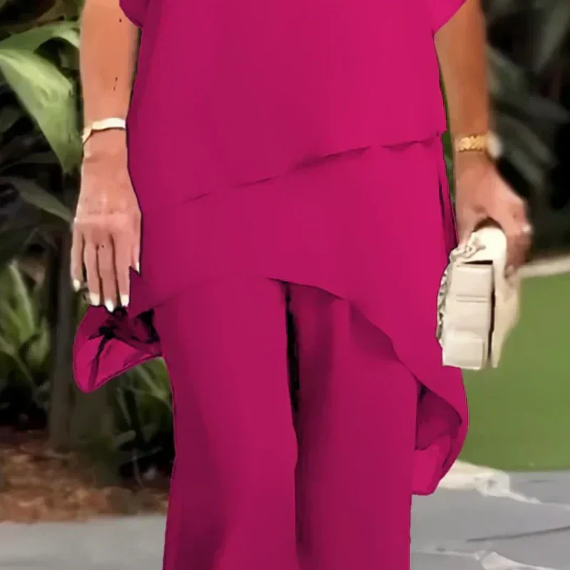 Effortless Two Piece Set for Women with Wide Leg Draped