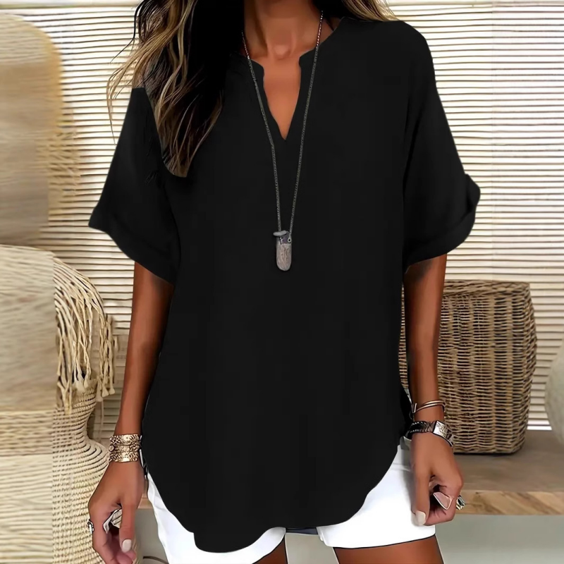 Effortless Blouse for Women with V Neck Slit