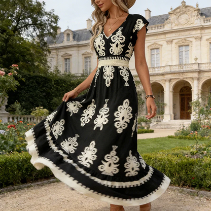 Elegant Maxi Dress for Women with V Neck
