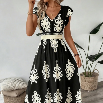 Elegant Maxi Dress for Women with V Neck