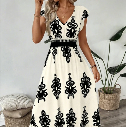 Elegant Maxi Dress for Women with V Neck