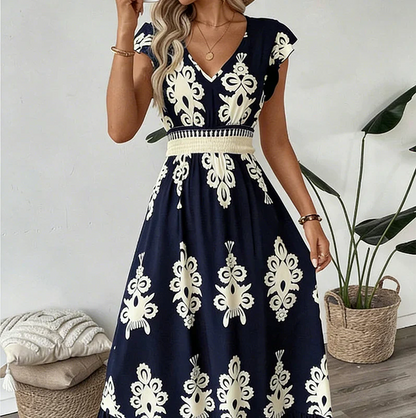 Elegant Maxi Dress for Women with V Neck