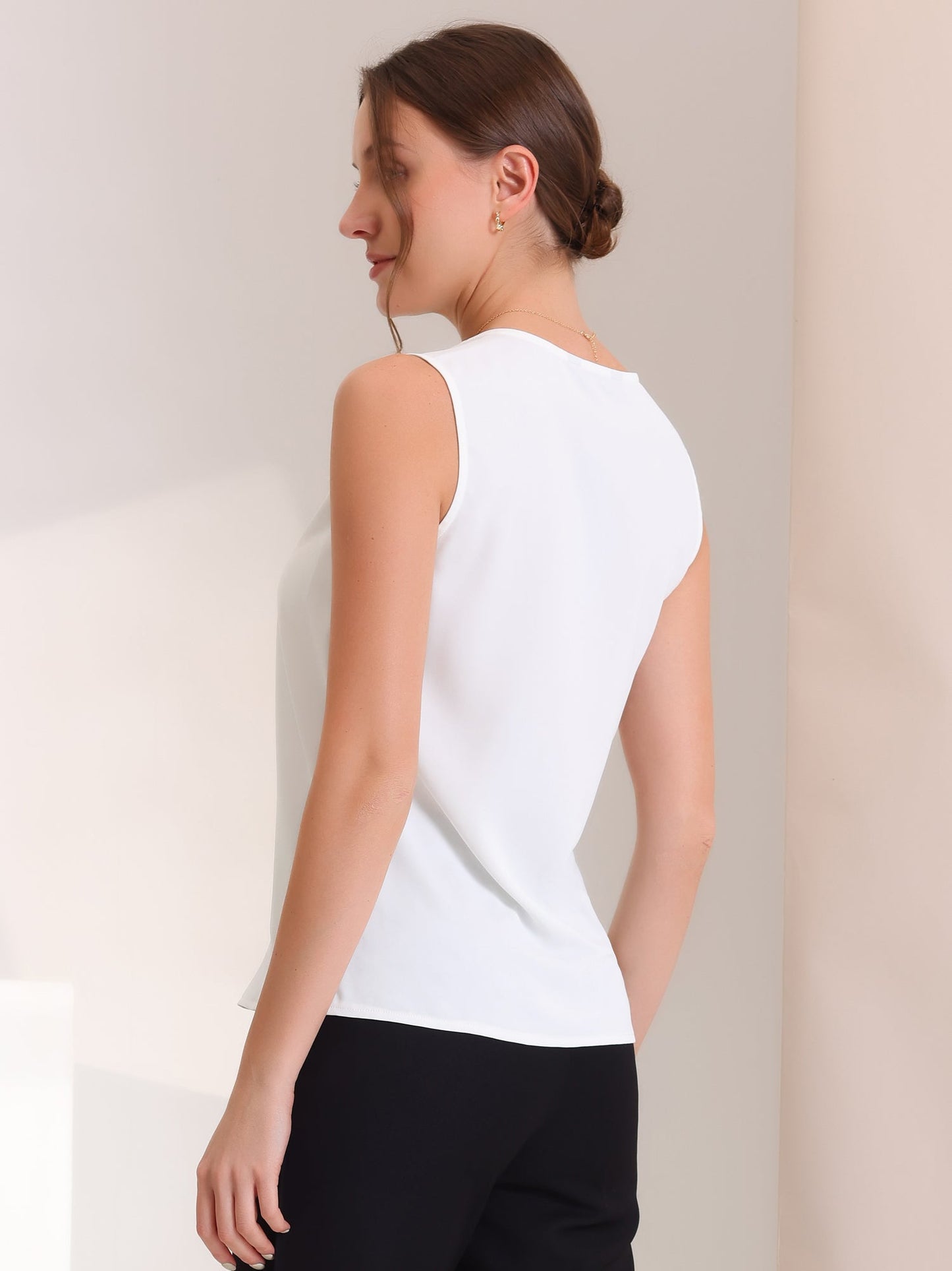 Effortless Blouses for Women with V-Neck Sleeveless Ruffle Placket Style