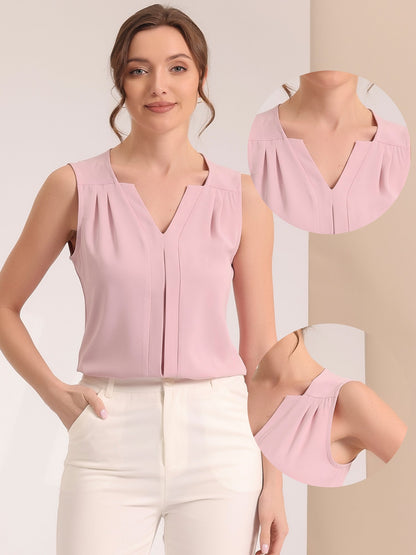 Effortless Blouses for Women with V-Neck Sleeveless Ruffle Placket Style