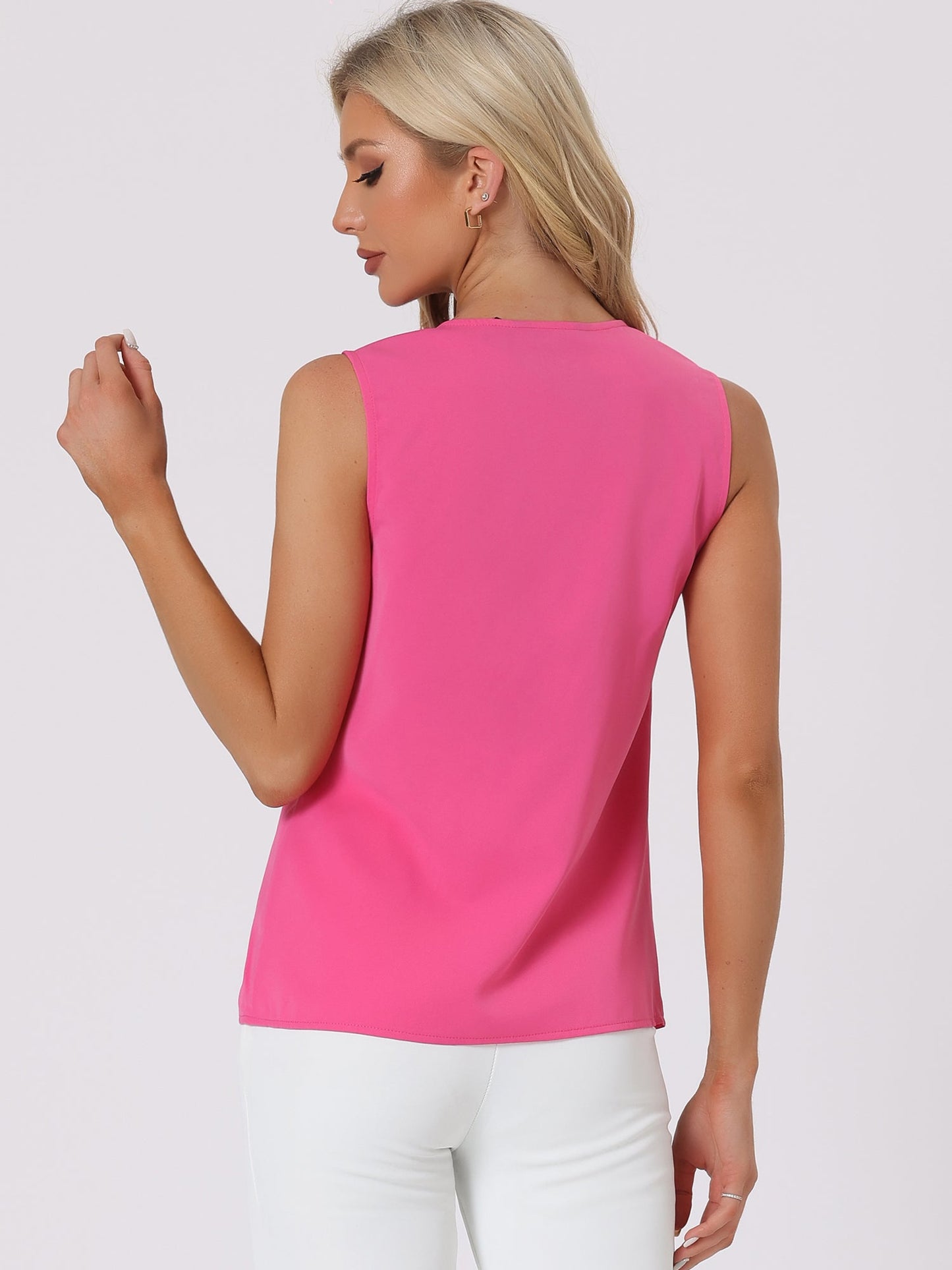 Effortless Blouses for Women with V-Neck Sleeveless Ruffle Placket Style