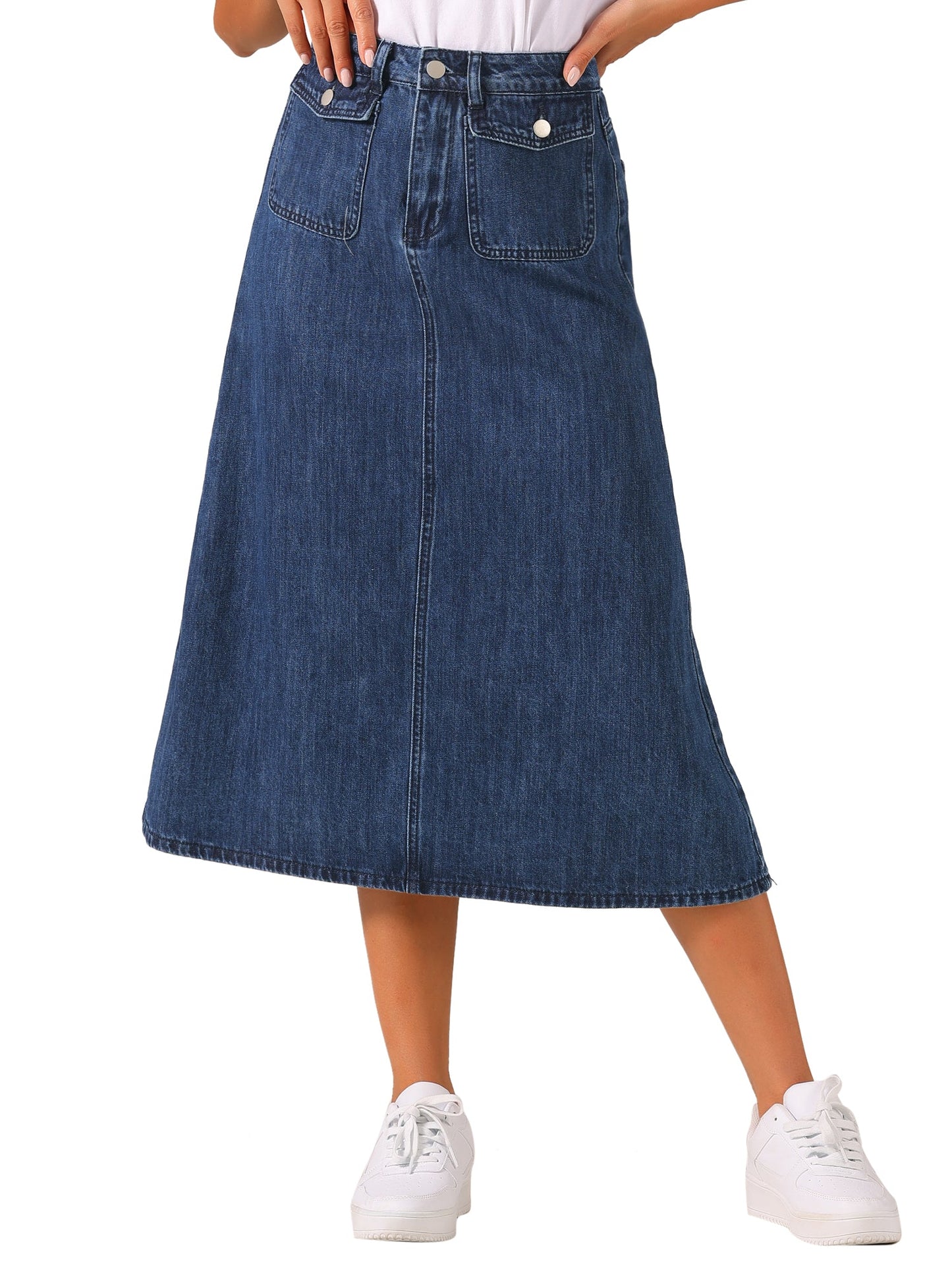Effortless Denim Maxi Skirt for Women with High Waist A Line Style