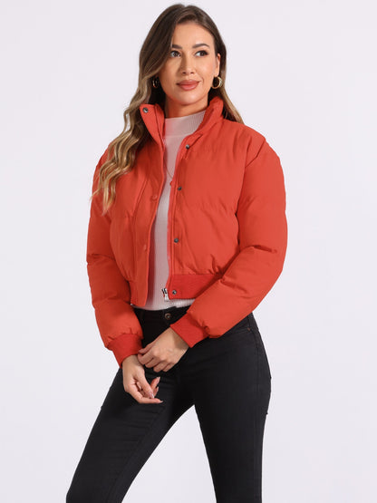 Effortless Bomber Jacket for Women with Stand Collar Zip Front Ribbed Cuff Style