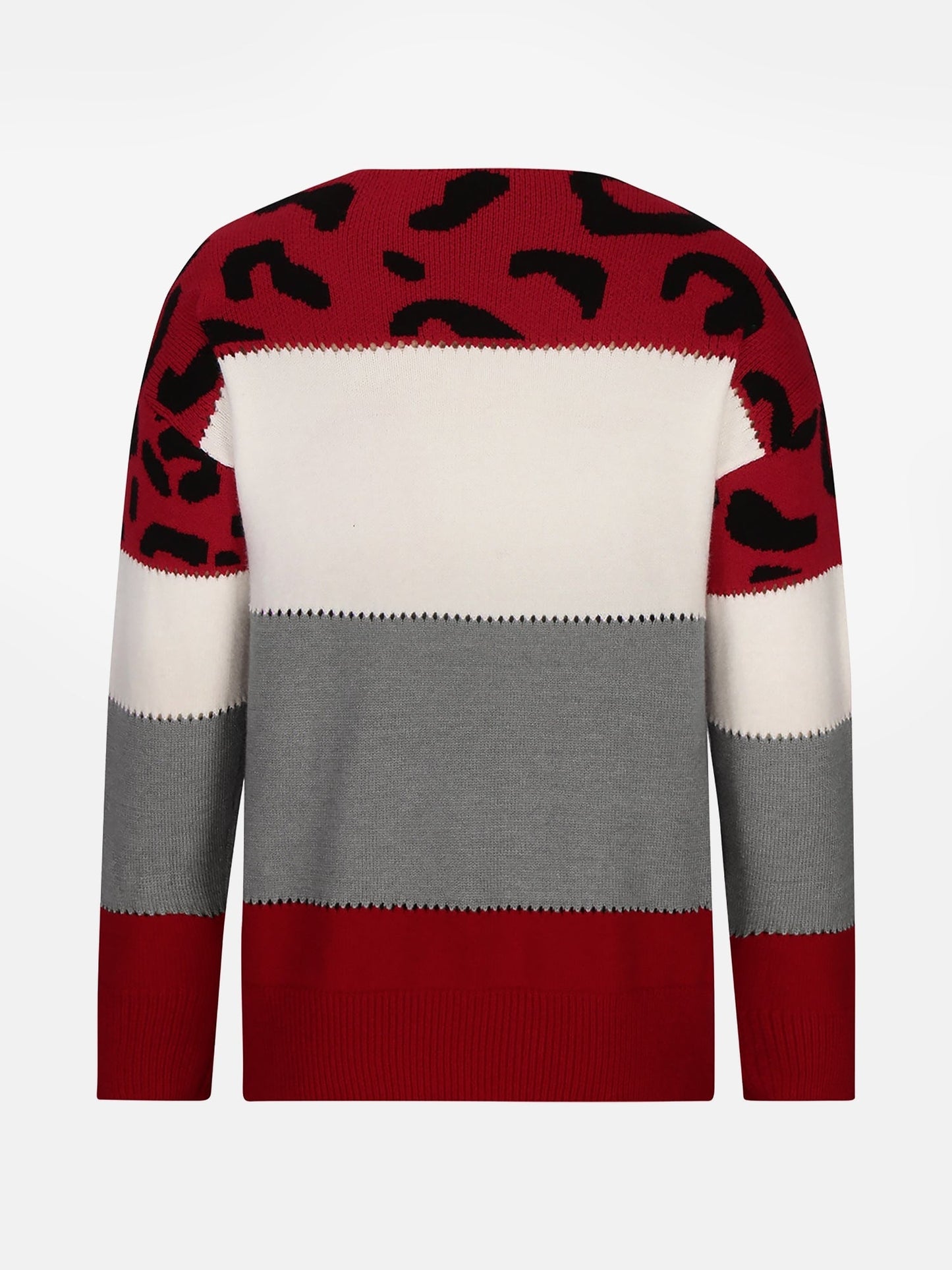 Effortless Colorblock Leopard Sweater for Women with Crew Neck Long Sleeve Style
