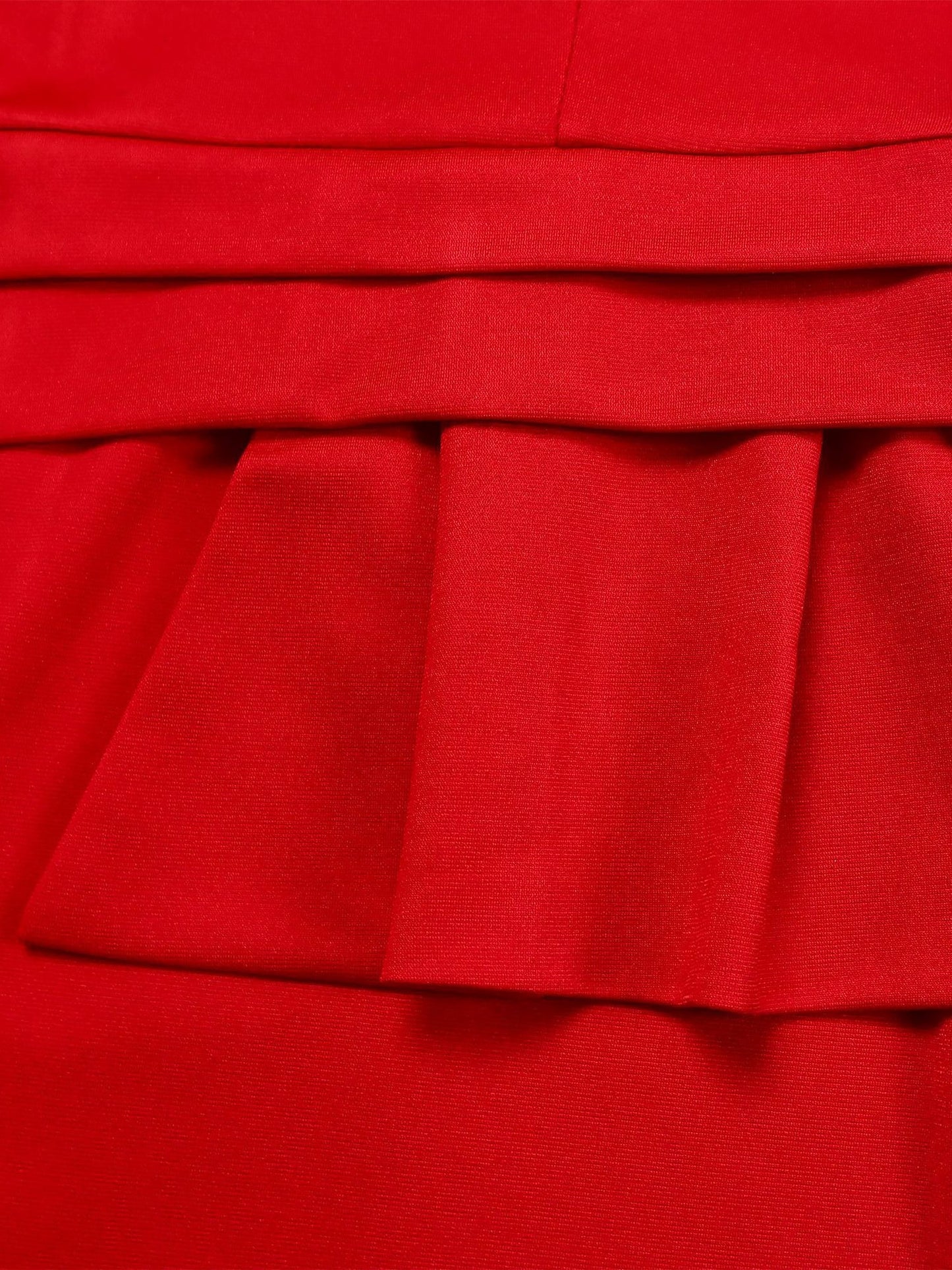 Elegant Red Bodycon Dress for Women with Round Neck Elbow Sleeve Peplum Waist Style