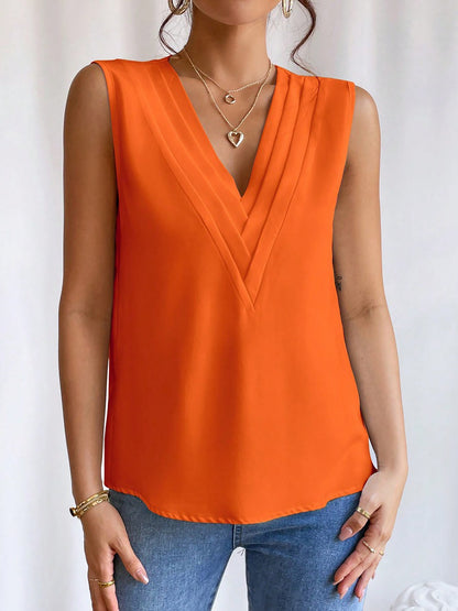 Effortless Blouses for Women with V-Neck Sleeveless Relaxed Style