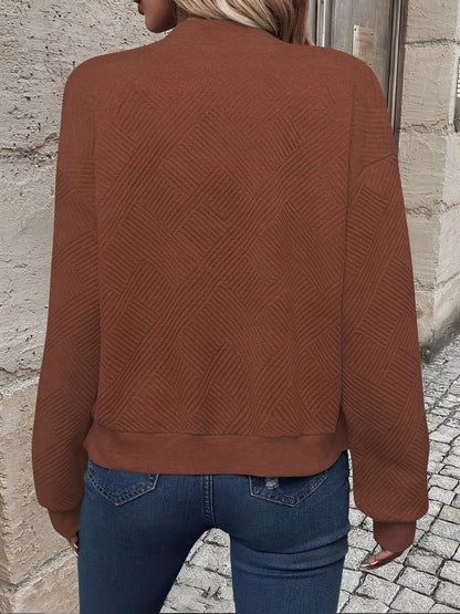 Comfortable Bomber Jacket for Women with Stand Collar Zip Front Textured Style