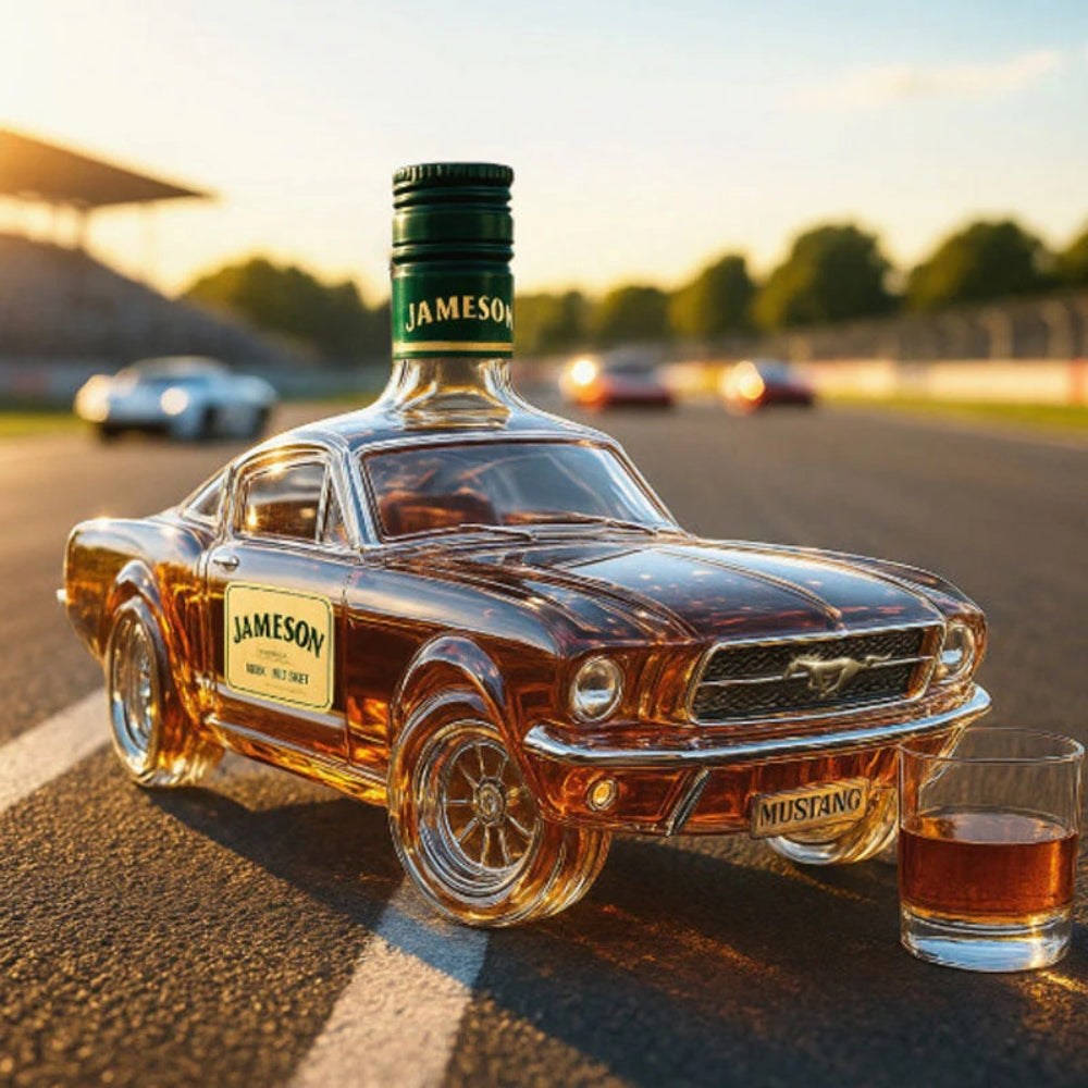 Stylish Whisky Decanter Bottle Gift Set with Muscle Car Design